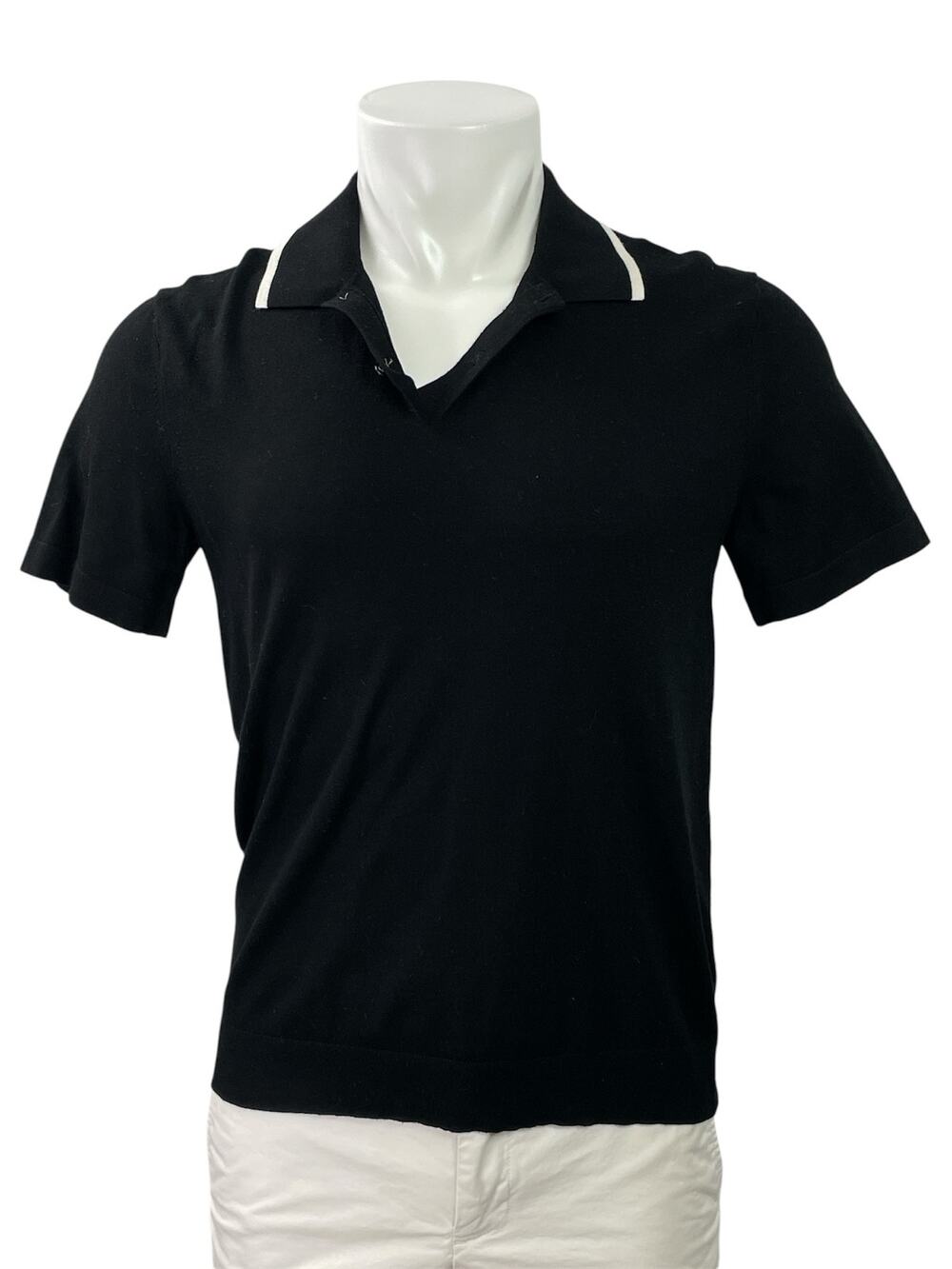 Theory Mens Black Collared Short Sleeve Performance Golf Polo Shirt Top Size S